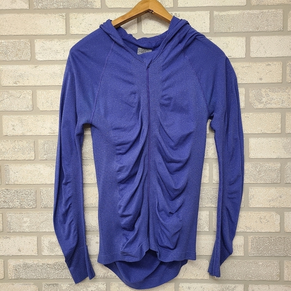 Athleta Rouched Purple Silver Zip Up Hoodie Size Medium